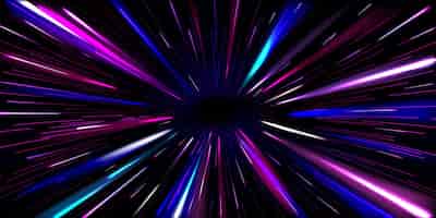 Бесплатное векторное изображение Абстрактные неоновые синие и фиолетовые следы света