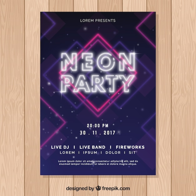 Free vector abstract neon party poster template