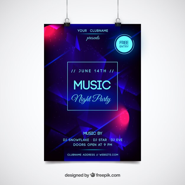 Abstract neon party poster template