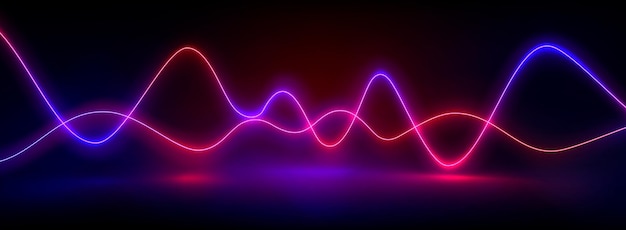 Free vector abstract neon wave lines on black background