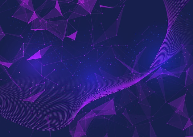 Abstract network communications background with a low poly design