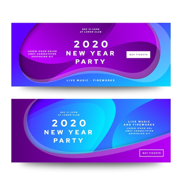 Free vector abstract new year 2020 party banners