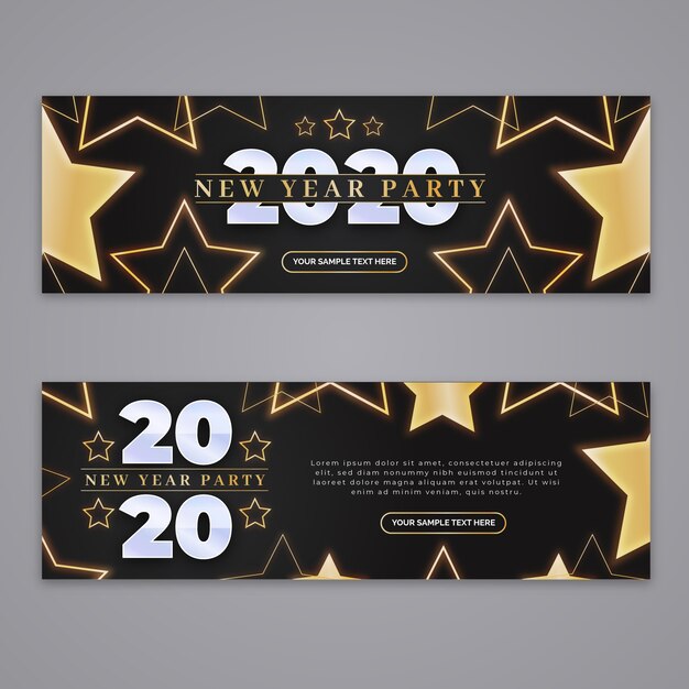 Abstract new year 2020 party banners