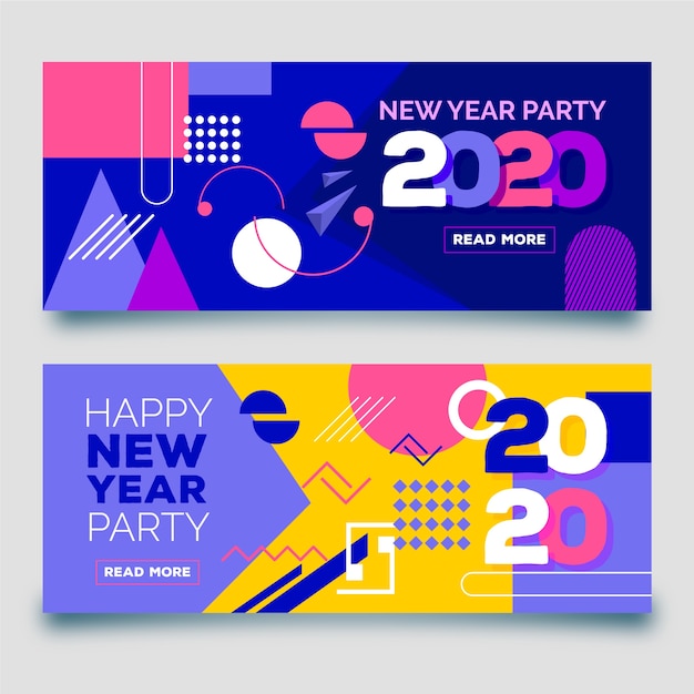 Abstract new year 2020 party banners