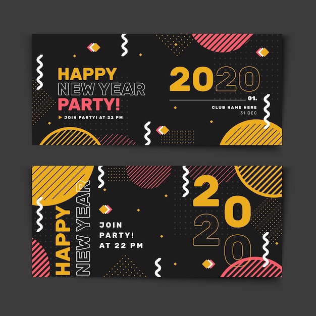 Abstract new year 2020 party banners