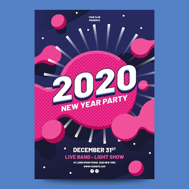 抽象的な新年2020パーティーフライヤーテンプレート