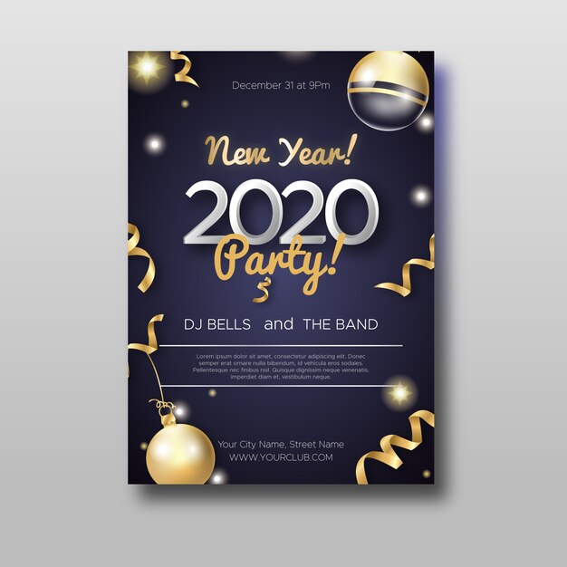 Abstract new year 2020 party flyer template