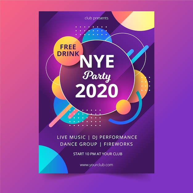 Free vector abstract new year 2020 party flyer template