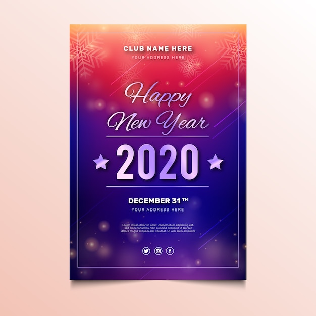 Free vector abstract new year 2020 party flyer template