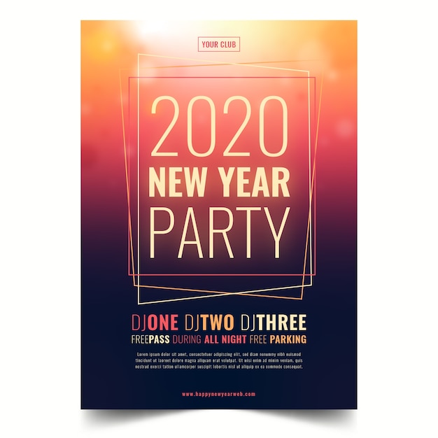 Free vector abstract new year 2020 party poster template