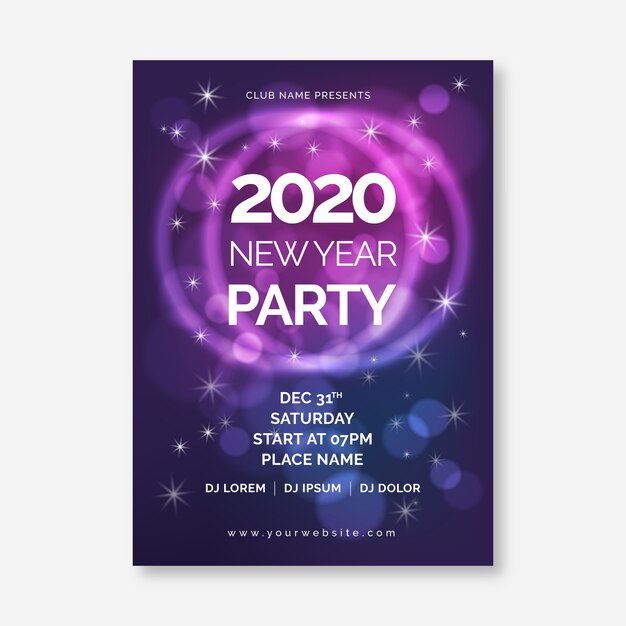 抽象的な新年2020パーティーポスターテンプレート