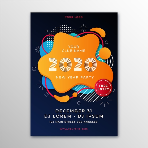 Free vector abstract new year 2020 party poster template