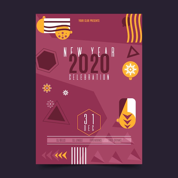 Abstract new year 2020 party poster template