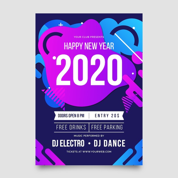Abstract new year 2020 party poster template