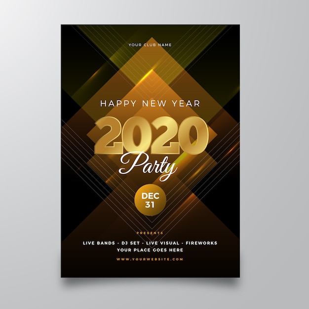 Free vector abstract new year 2020 party poster template