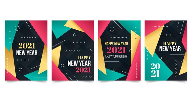 Abstract new year 2021 cards
