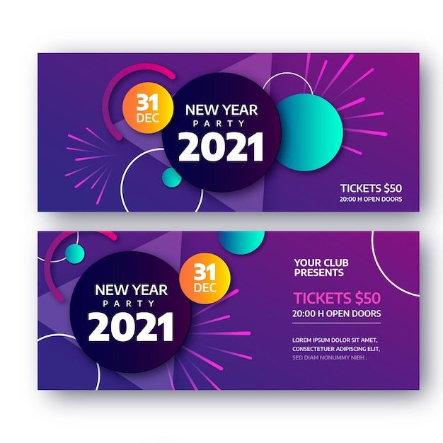 Free vector abstract new year 2021 party banners template