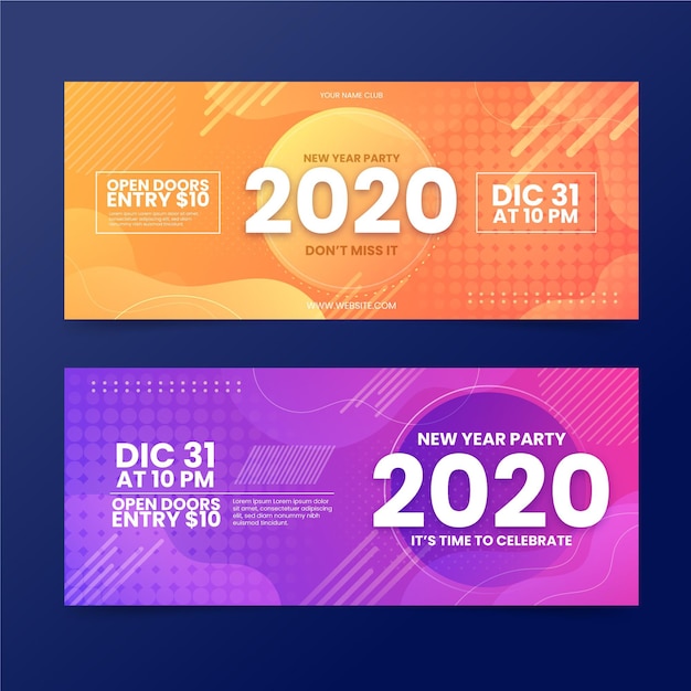 Free vector abstract new year 2021 party banners template