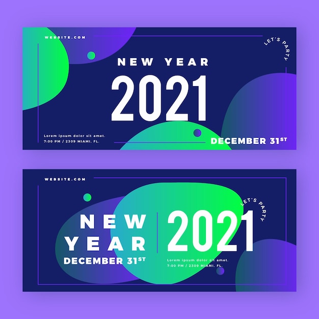 無料ベクター 抽象新年2021パーティーバナー