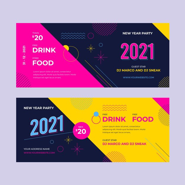 Free vector abstract new year 2021 party banners