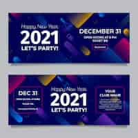 Free vector abstract new year 2021 party banners