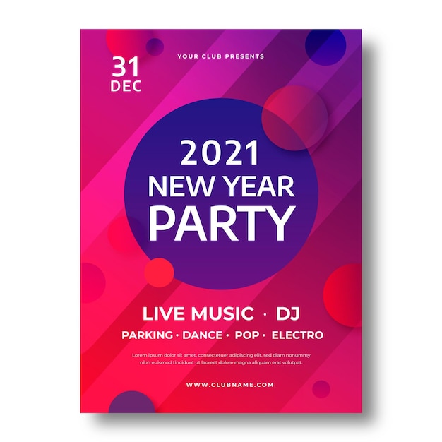 Шаблон флаера для вечеринки с новым годом 2021