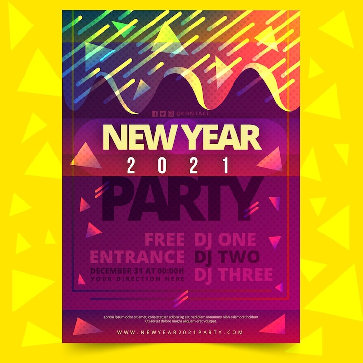 Free Vector abstract new year 2021 party flyer template