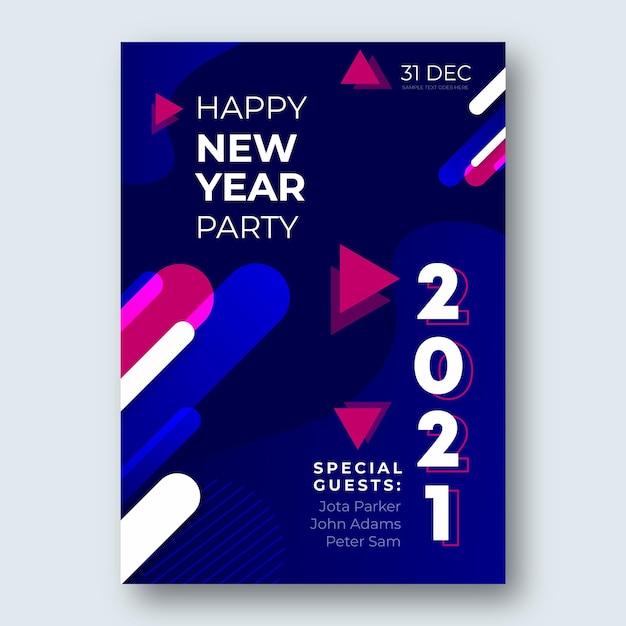 Бесплатное векторное изображение Шаблон флаера для вечеринки с новым годом 2021