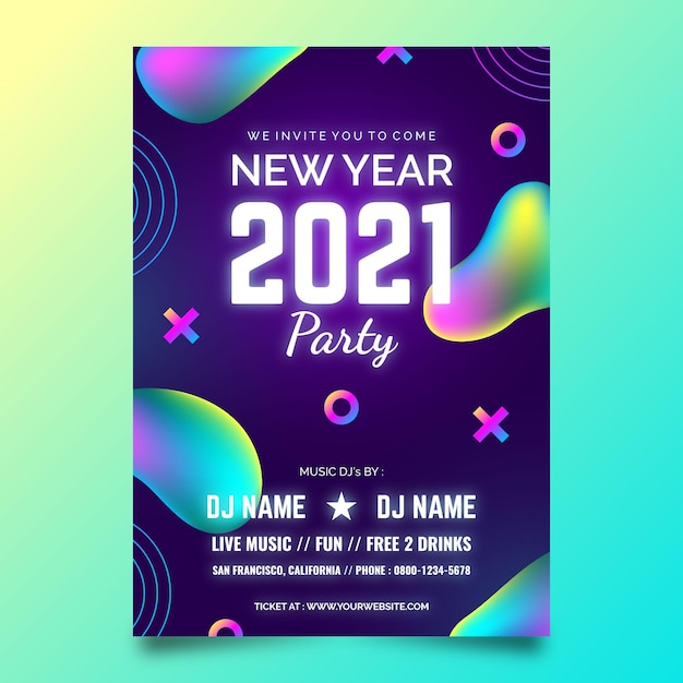 Abstract new year 2021 party flyer template