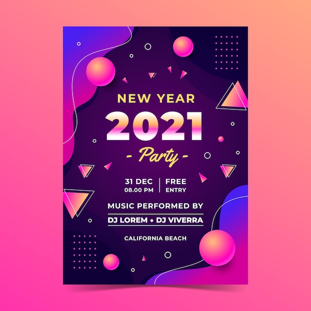 Abstract new year 2021 party poster template