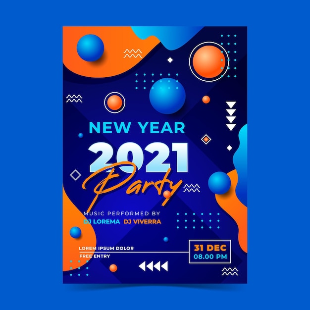 Abstract new year 2021 party poster template