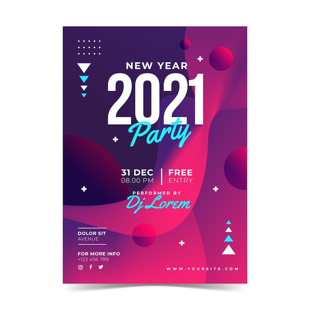 Abstract new year 2021 party poster template