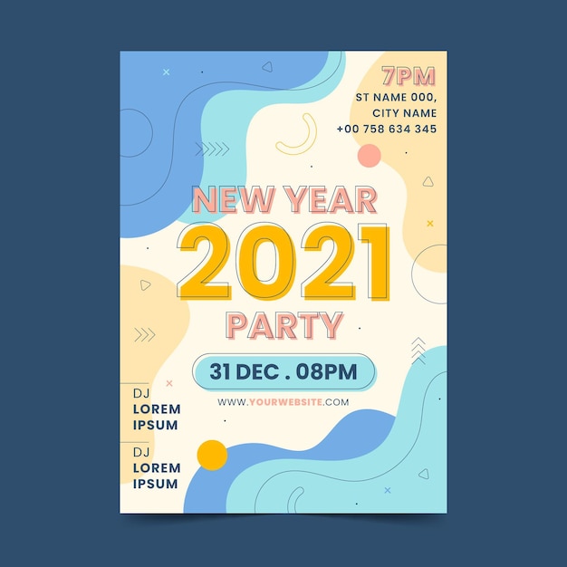 Free vector abstract new year 2021 party poster template