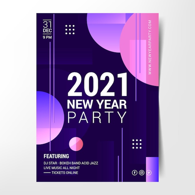 Abstract new year 2021 party poster template