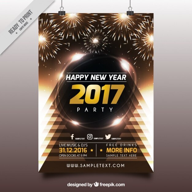 無料ベクター 抽象新年黄金のポスター