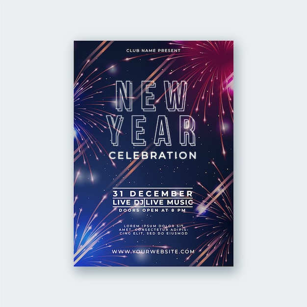 Free vector abstract new year party flyer template