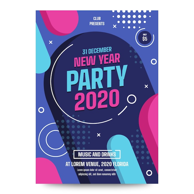 Free vector abstract new year party flyer template