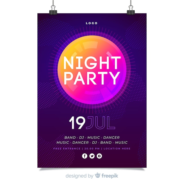 Free vector abstract night party poster template