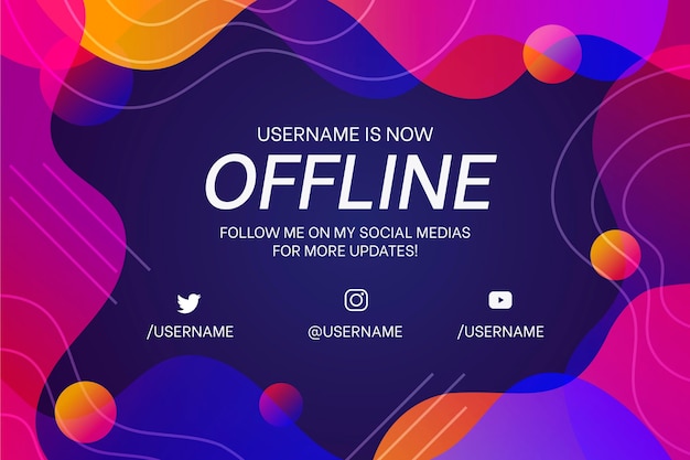 Vettore gratuito effetto liquido astratto dell'insegna offline di twitch