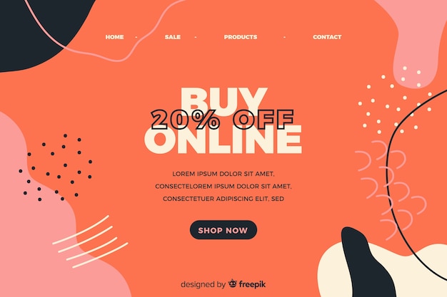 Free vector abstract online sale landing page