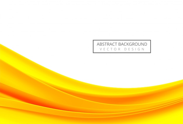 白い背景の上の抽象的なオレンジと黄色の流れる波