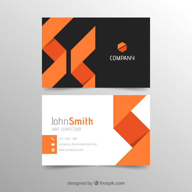 Abstract orange and black business card template