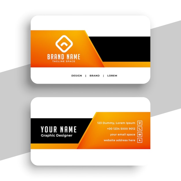 Free vector abstract orange and black modern visiting card template