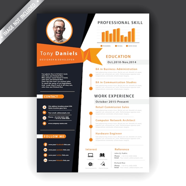 Abstract orange resume template