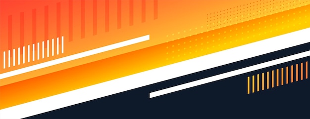 Free vector abstract orange wide banner in memphis style