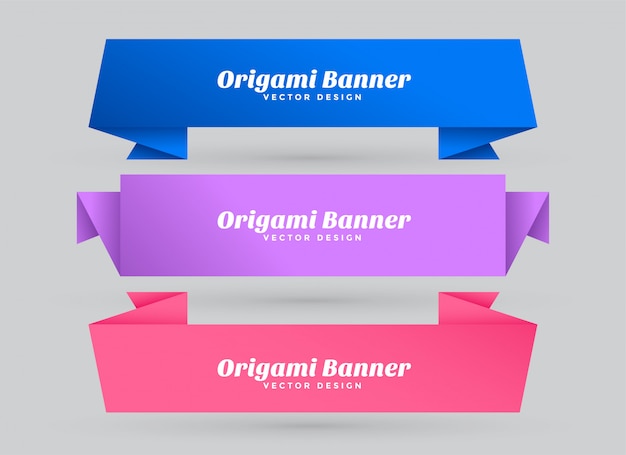 Free vector abstract origami banners set with text space