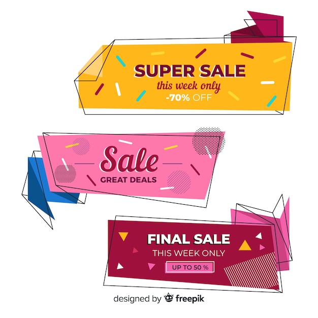 Free vector abstract origami sale banners collection