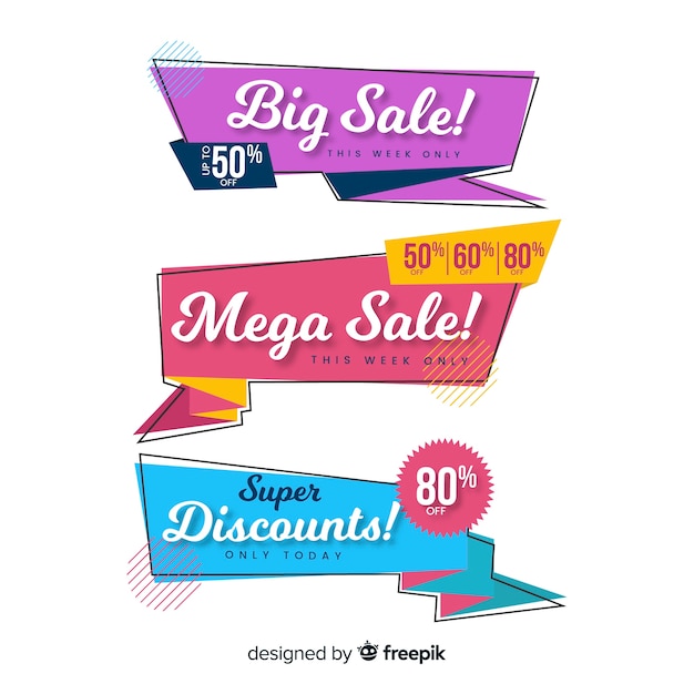 Abstract origami sale banners