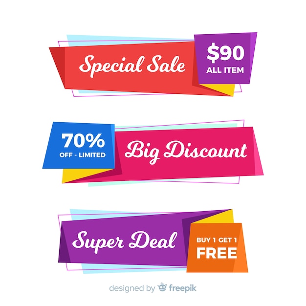 Free vector abstract origami sale banners