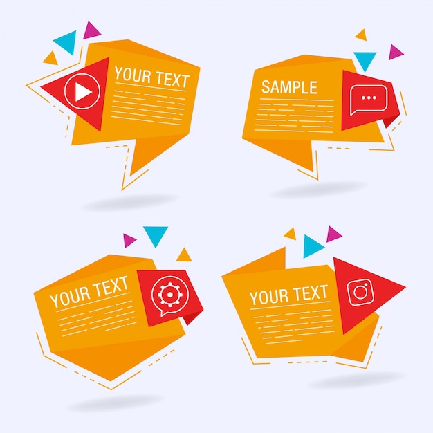 Free vector abstract origami speech bubbles